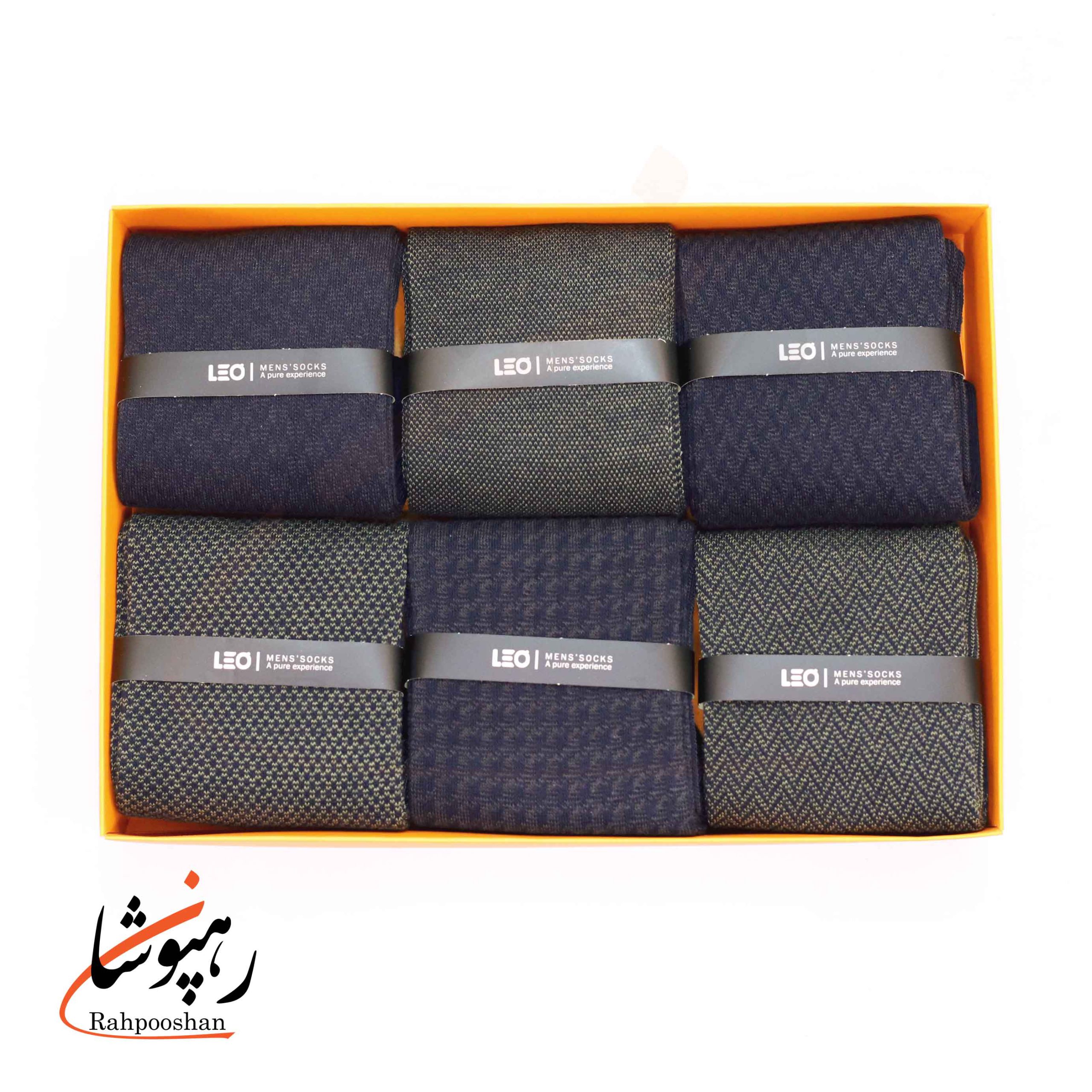 119 جوراب ساقدار دوفس 6 طرح سرمه ای و زیتونی لئو LEO (پک 6 عددی)(119) - تصویر 1