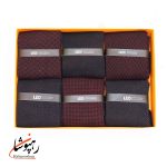 جوراب ساقدار دوفس مشکی و زرشکی طرح لئو LEO (پک 6 عددی)(122)
