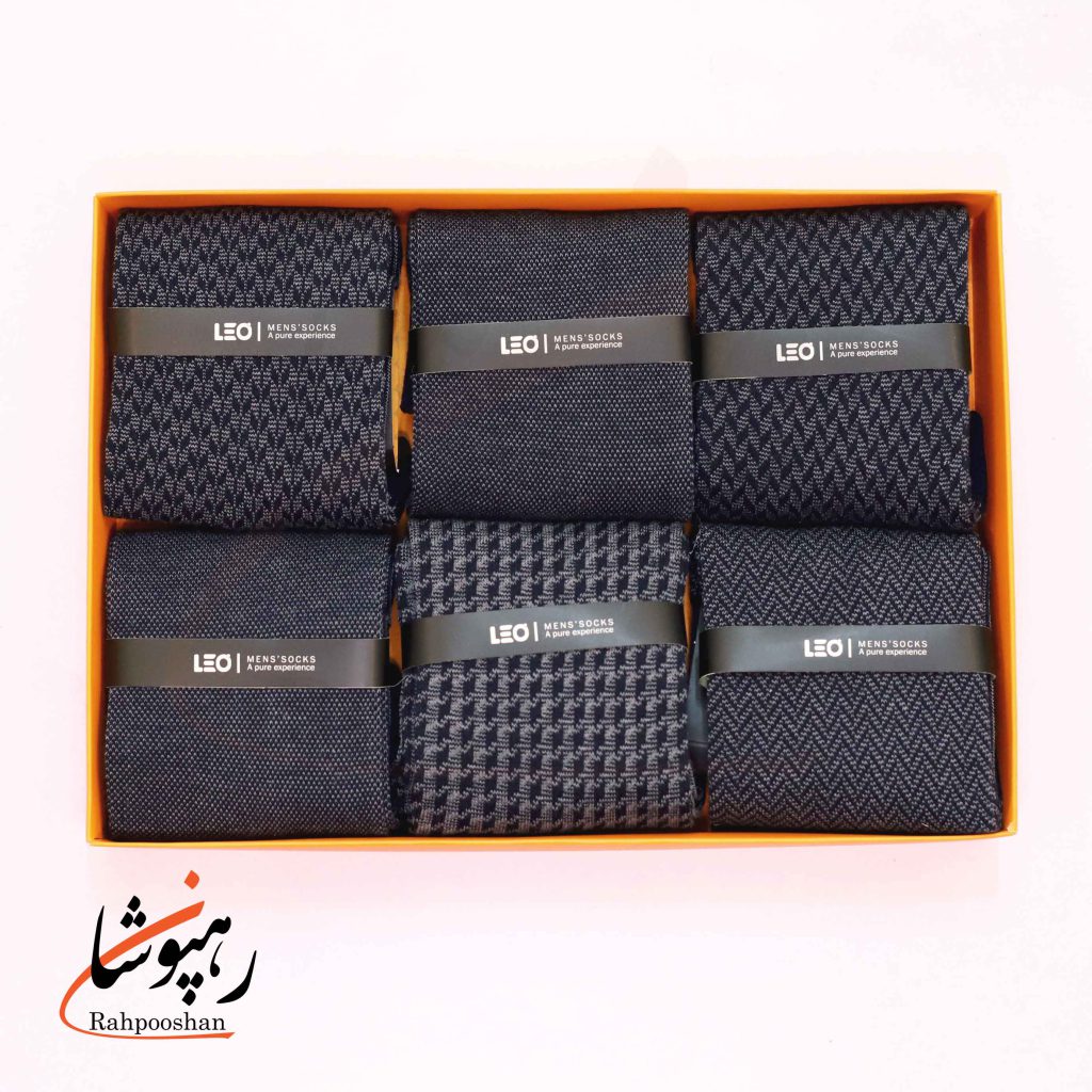 جوراب دوفس ساقدار 6 طرح سرمه ای لئو LEO (پک 6 عددی)(126)
