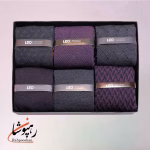 جوراب دوفس ساقدار 6 طرح مشکی بنفش لئو LEO (پک 6 عددی)