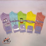جوراب کفی طرح باب اسفنجی 5رنگ (10 عددی)