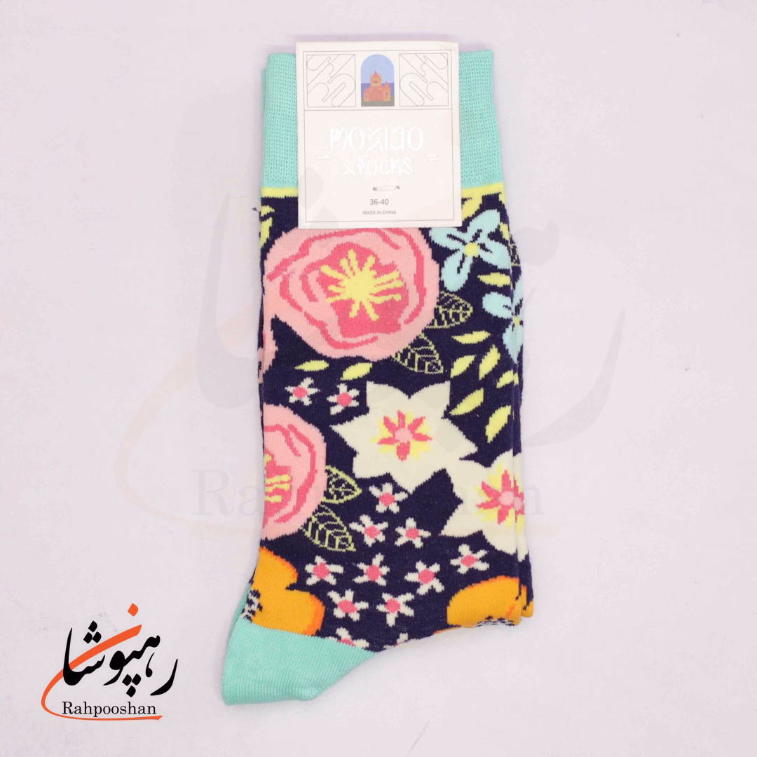 جوراب ساقدار موکسیائو (MOXIAO) طرح گلستان رنگارنگ