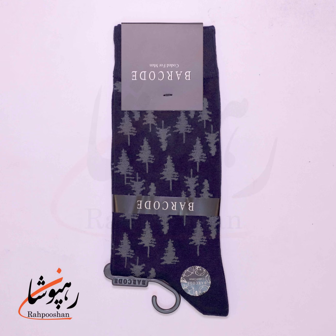 جوراب ساق بلند بارکد (BARCODE) طرح شبکه نیمه شب (midnightgrid) ذغالی
