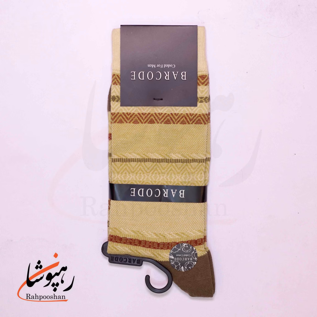 جوراب ساق بلند بارکد (BARCODE) طرح آجرکاری (brickwork) قهوه ای