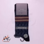 جوراب ساق بلند بارکد (BARCODE) طرح بافت سایه (Shadow weave) مشکی سرمهای