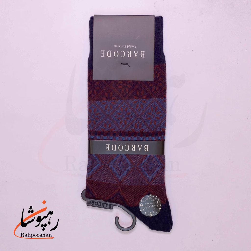 جوراب ساق بلند بارکد (BARCODE) طرح الگارتزا سرمه‌ای زرشکی
