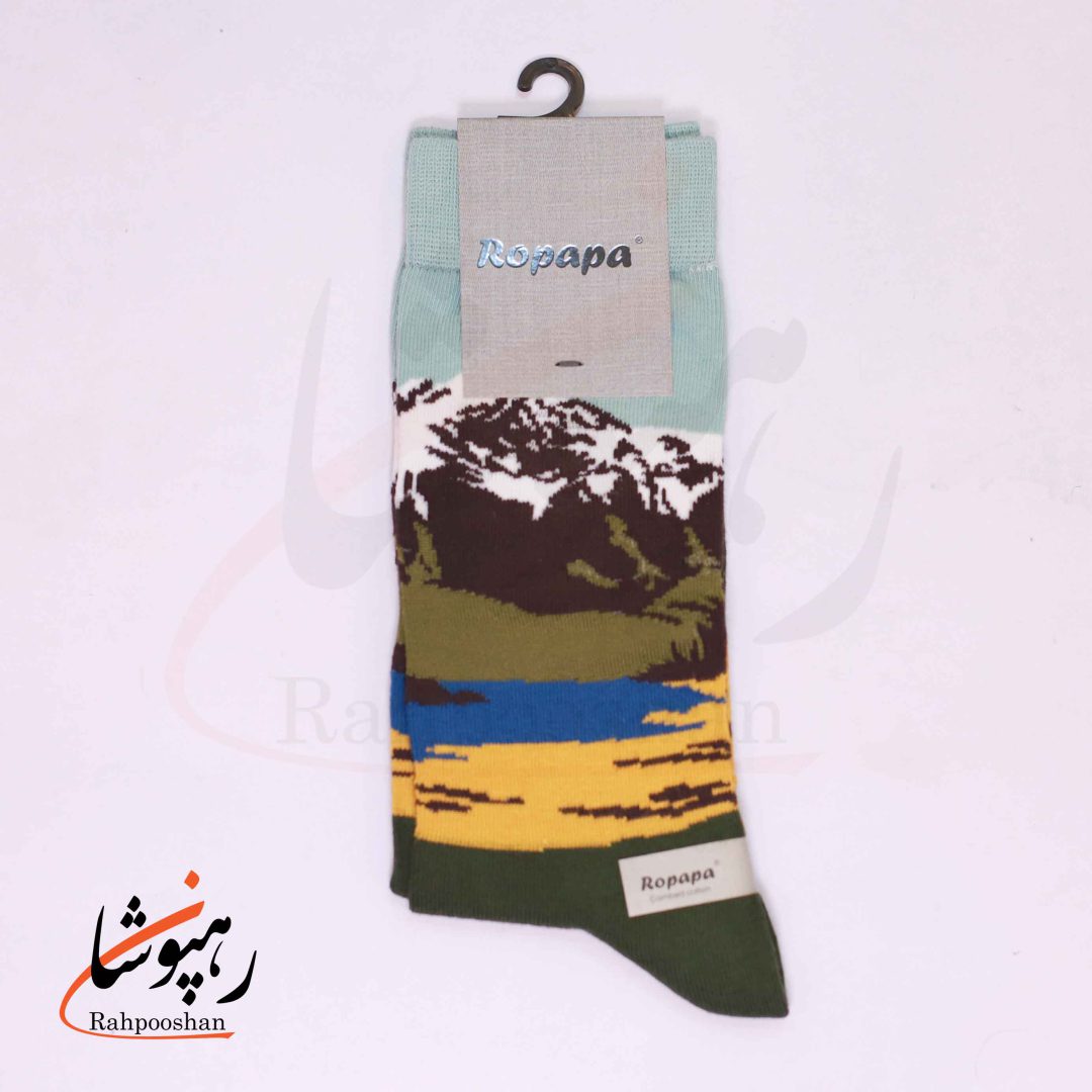 جوراب ساق بلند روپاپا (Ropapa) طرح درخش قله (summit glow) سبز