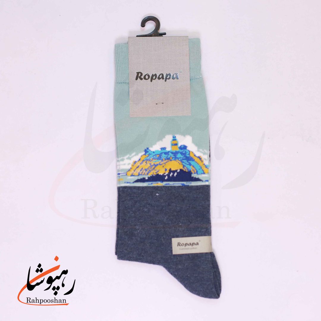 جوراب ساق بلند روپاپا (Ropapa) طرح فانوس سرمه ای ملانژ