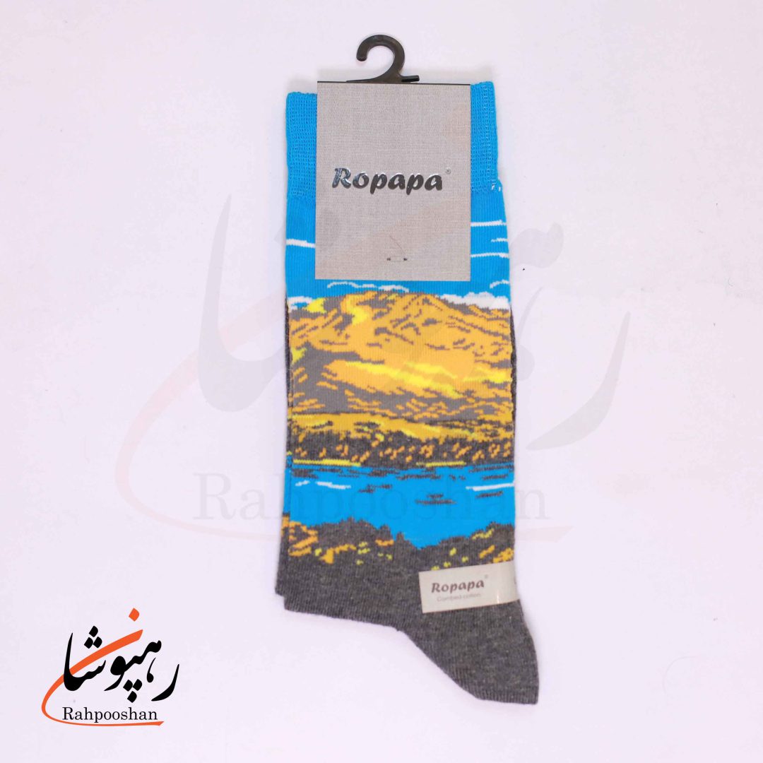 جوراب ساق بلند روپاپا (Ropapa) طرح قله طلایی (golden peaks) ذغالی