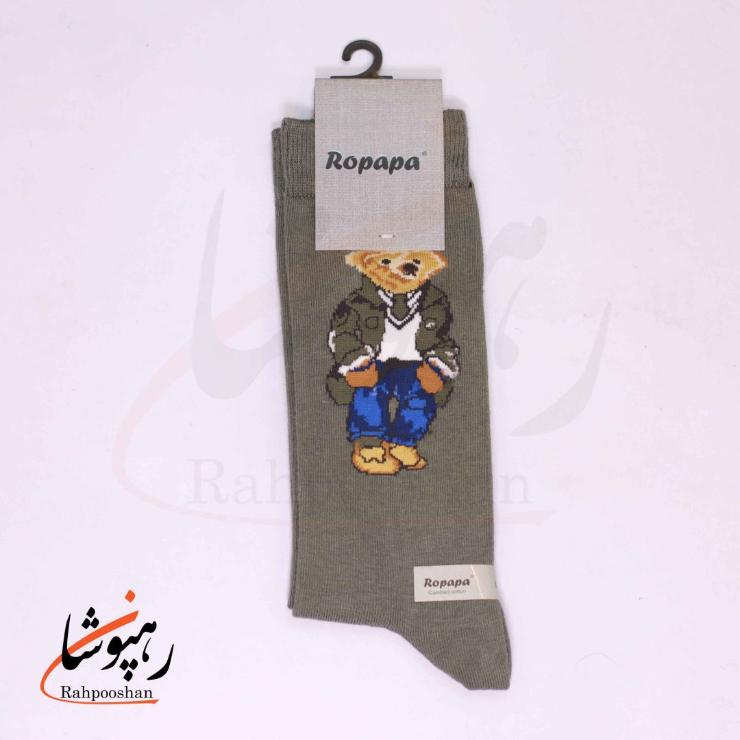 جوراب ساق بلند روپاپا (Ropapa) طرح کت تدی (teedy) سبز