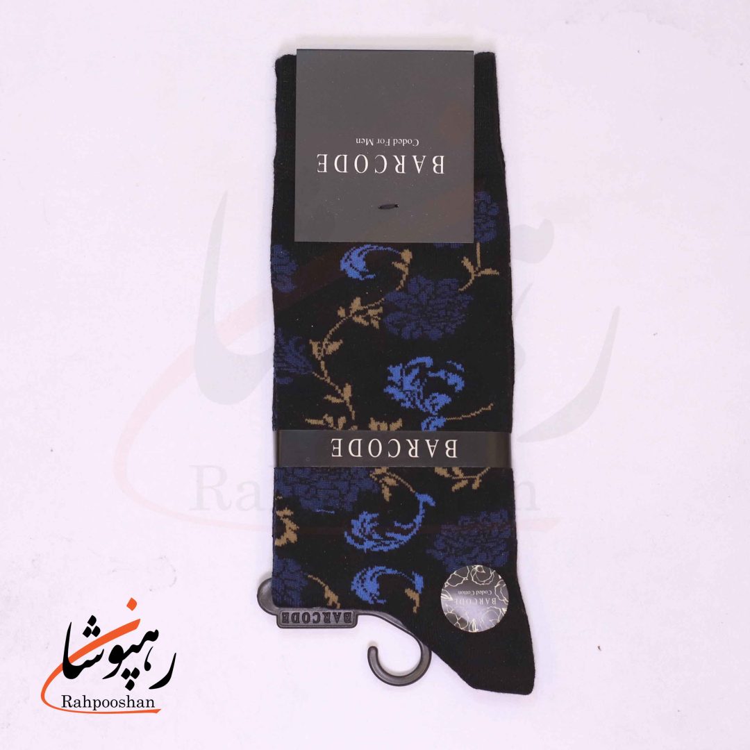 جوراب ساق بلند بارکد (BARCODE) طرح شاخه های گل (Flower branches) سرمه ای