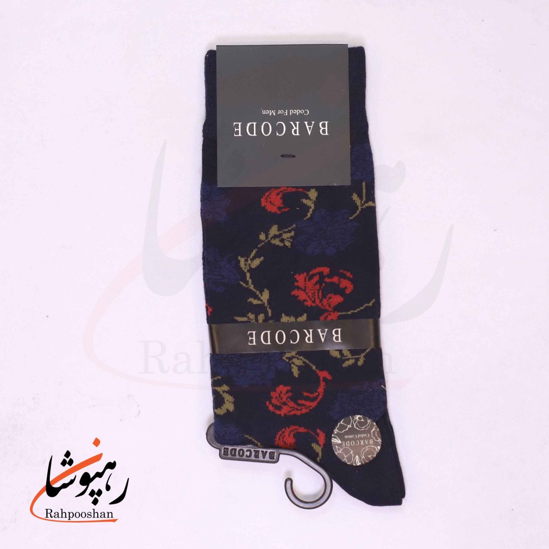 جوراب ساق بلند بارکد (BARCODE) طرح شاخه های گل (Flower branches) زرشکی