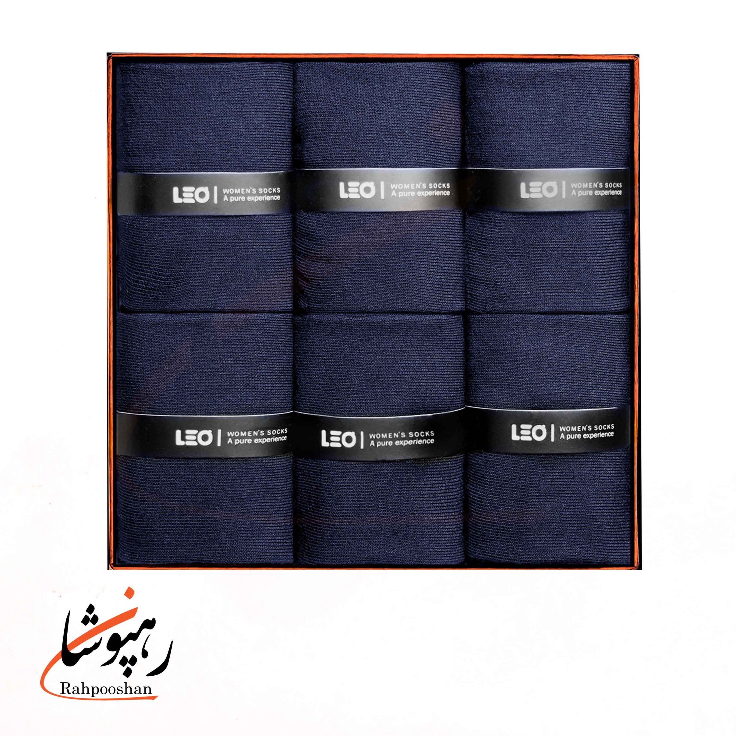 503 جوراب زنانه ساقدار سرمه ای ساده لئو LEO (پک 6 عددی)(503) - تصویر 1