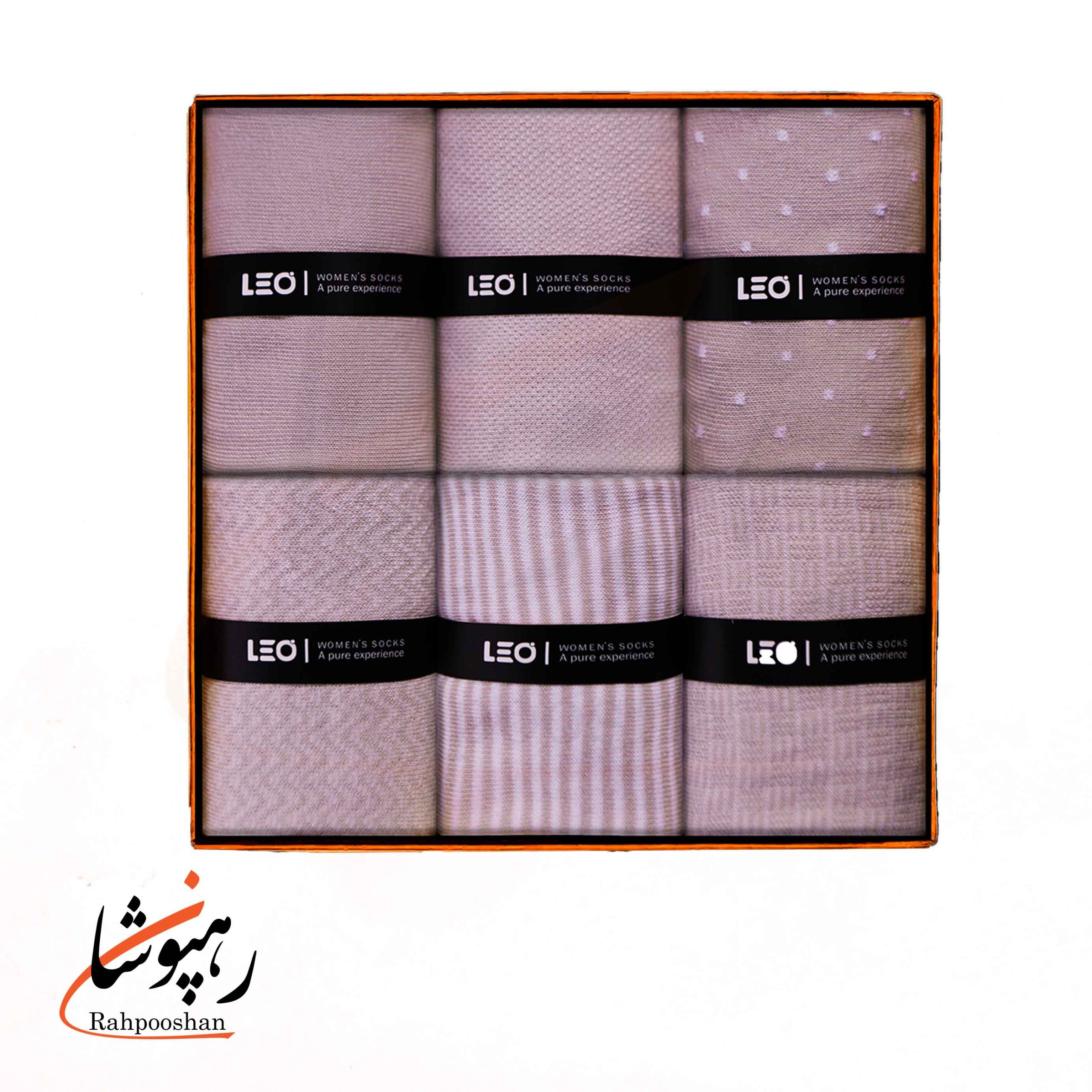 521 جوراب زنانه ساقدار 6 طرح صورتی لئو LEO (پک 6 عددی)(521) - تصویر 1