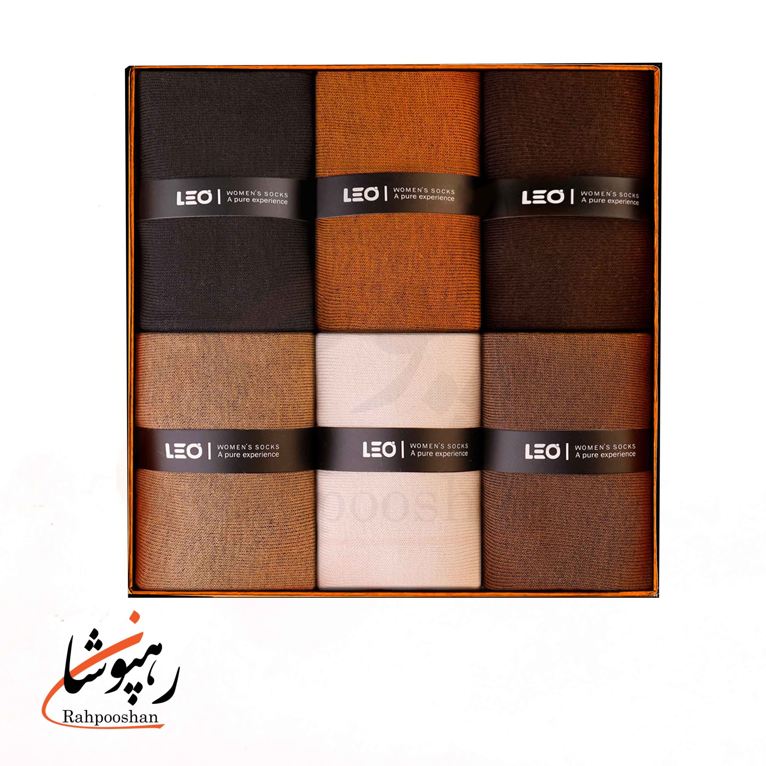 522 جوراب زنانه ساقدار طرح ساده 6رنگ تیره روشن لئو LEO (پک 6 عددی)(522) - تصویر 1