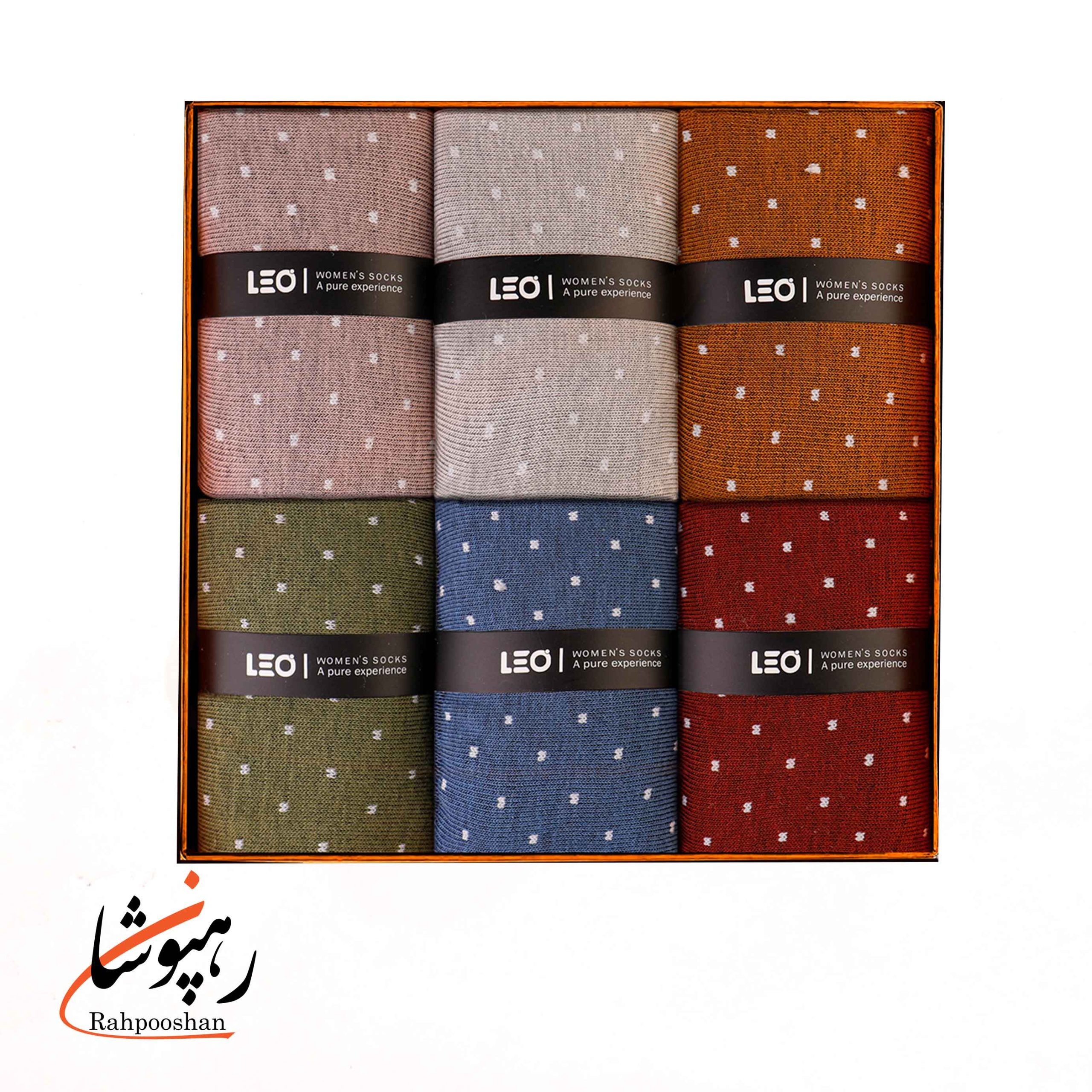 526 جوراب زنانه ساقدار طرح خال دار رنگی لئو LEO (پک 6 عددی)(526) - تصویر 1