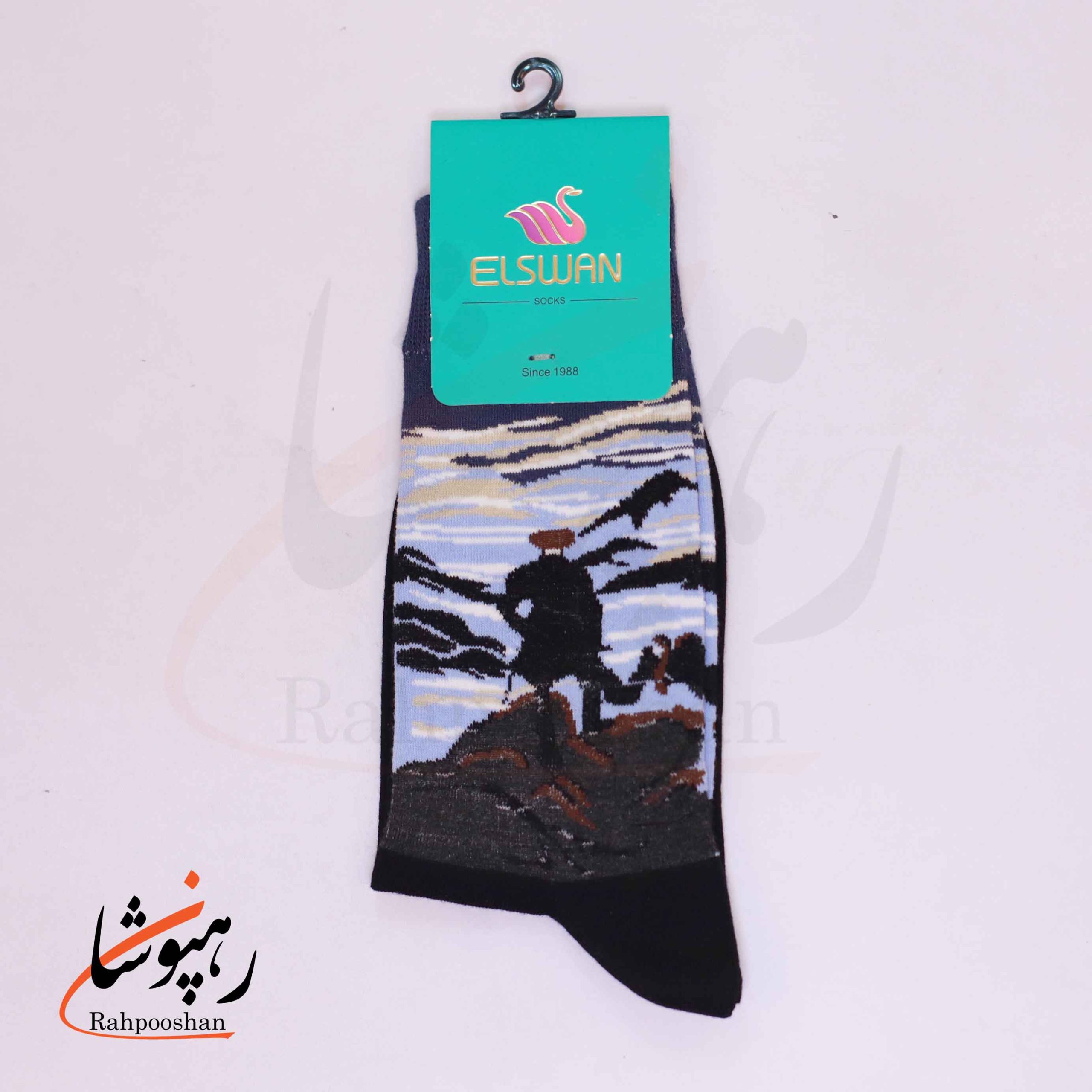 1 جوراب ساقدار طرح دریای مه السوان (ELSWAN) - تصویر 1
