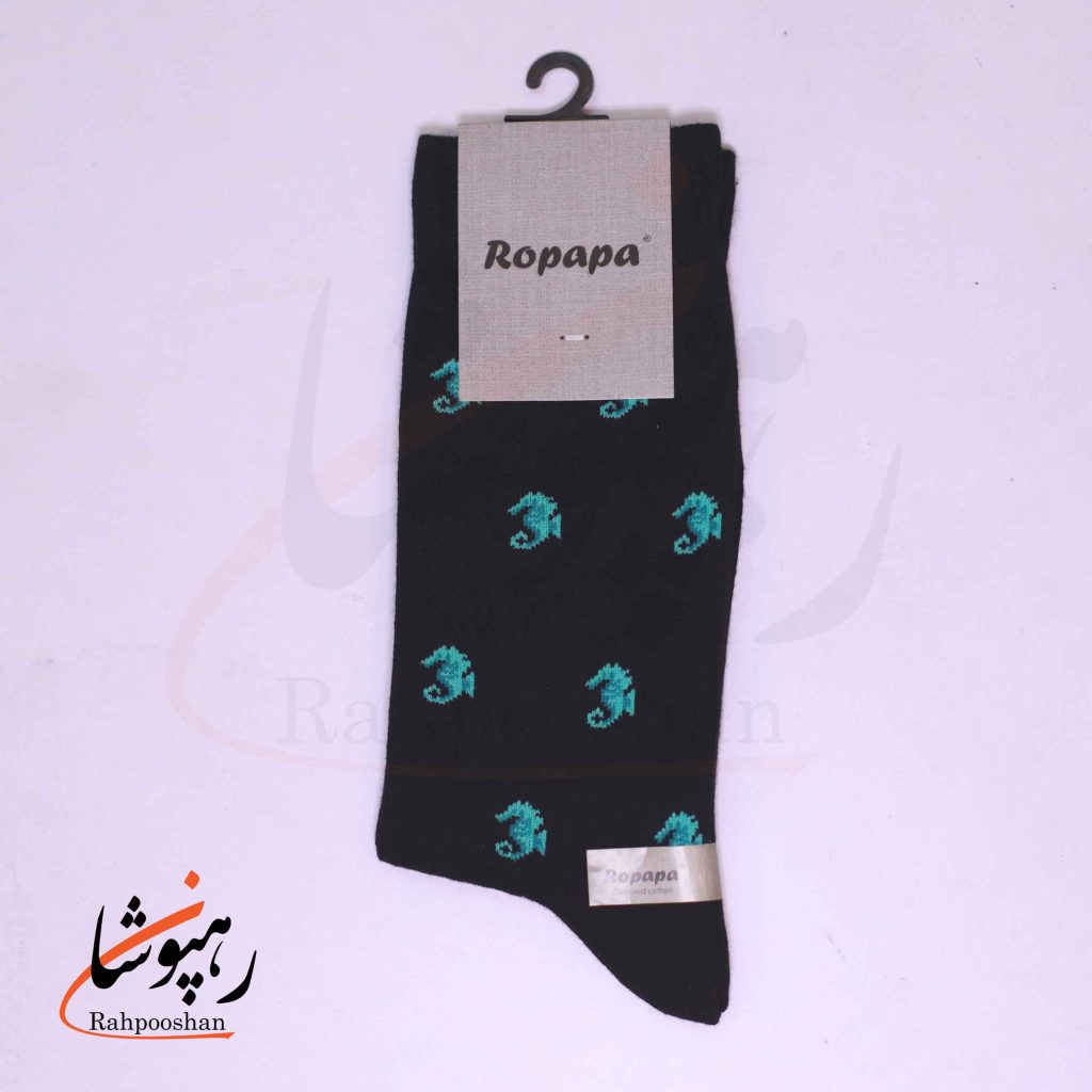 جوراب ساق بلند روپاپا (Ropapa) طرح اسب دریایی (Sea Horse) سیاه