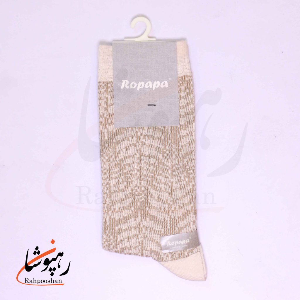 جوراب ساق بلند زنانه روپاپا (Ropapa) طرح خزه سنگی (stonemoss) شیری