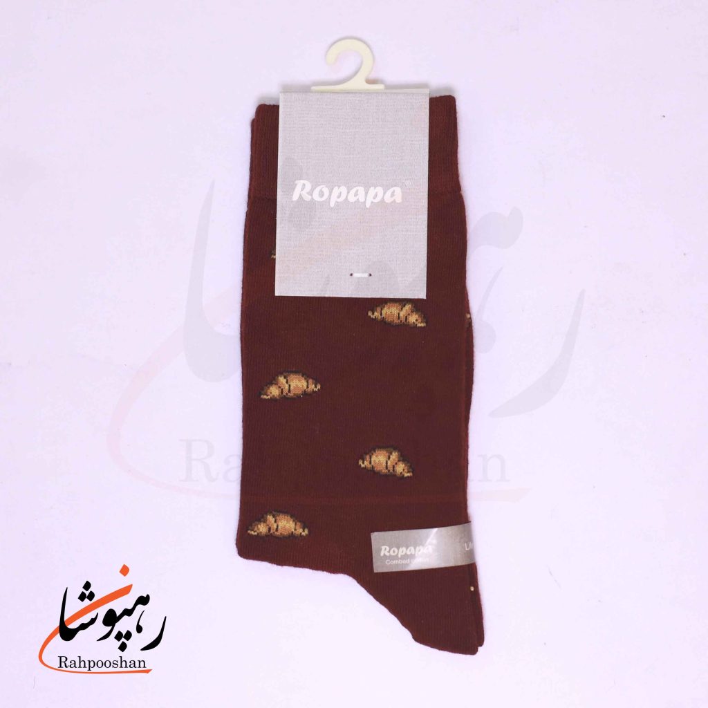 جوراب ساق بلند زنانه روپاپا (Ropapa) طرح کروسان زرشکی