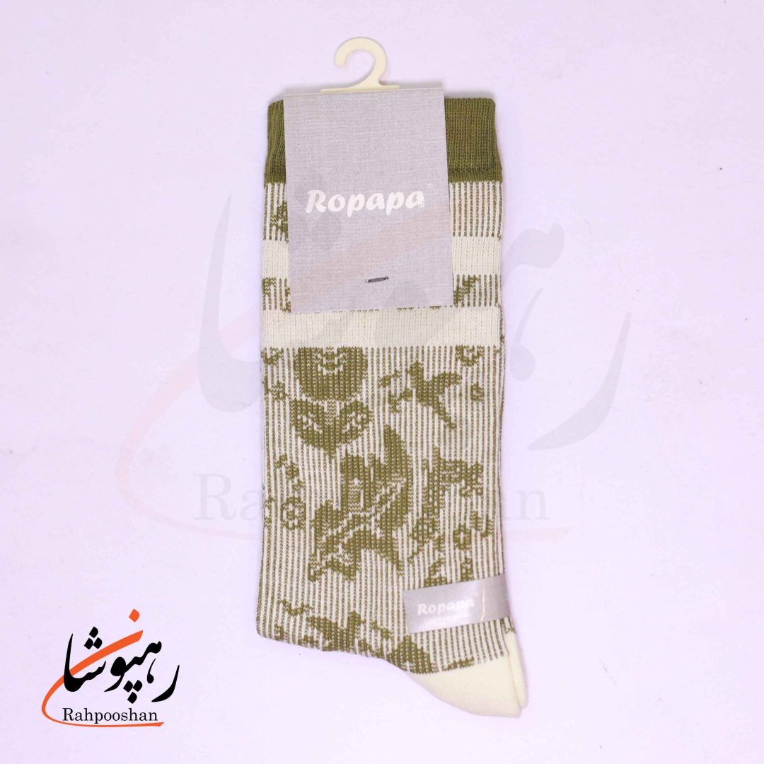 جوراب ساق بلند زنانه روپاپا (Ropapa) طرح سوسن (lily veil) سبز سدری